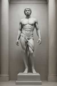 man as White Marble classical Greek Marble Sculpture. white. no colors