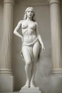 woman as White Marble classical Greek Marble Sculpture. white. no colors