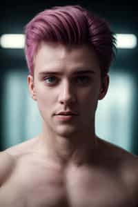 man as a progressive LGBTQ activist feminist with pink or blue hair