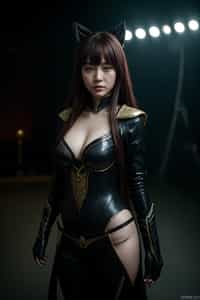 cosplayer woman as cosplay convention, studio lights