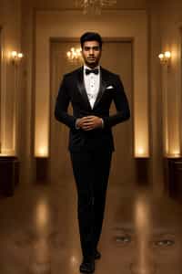 an alluring masculine  man dressed in elegant evening wear, ready for a night out on the town