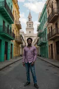 smiling man as digital nomad in Havana with the colorful old town in the background