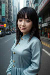 smiling woman as digital nomad in Hong Kong