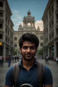 smiling man as digital nomad in Mexico City center