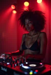 woman as DJ dj-ing in the club