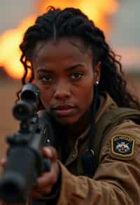 woman as a US Navy Seal in firefight. highly detailed