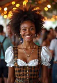 happy woman in Lederhosen for Oktoberfest at Oktoberfest