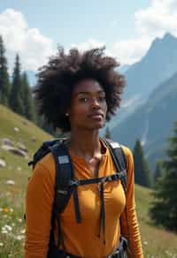 woman hiking in mountains