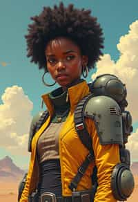 woman in Overwatch, character shot, shot, concept art, intricate details, highly detailed, vintage sci - fi poster, retro future, in the style of chris foss, rodger dean, moebius, michael whelan, and gustave dore