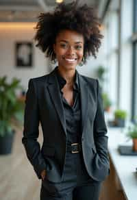 wide LinkedIn profile photo of a professional business woman as a confident professional business woman standing in a modern office. LinkedIn professional profile photo. most popular person on LinkedIn