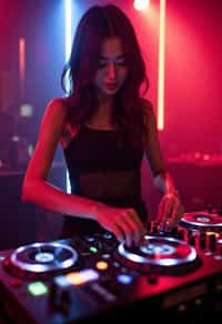 woman as DJ dj-ing in the club