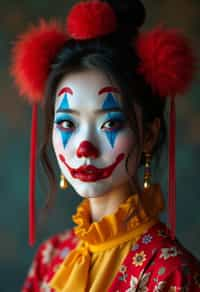 woman as a Clown with Clown Makeup