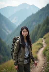 woman hiking in mountains