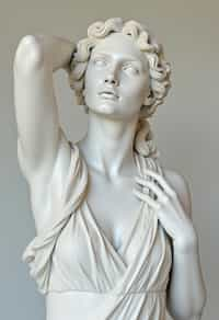 woman as White Marble classical Greek Marble Sculpture. white. no colors