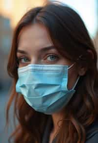 woman wearing a Covid n95 mask in 2020. outside