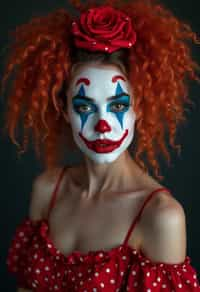 woman as a Clown with Clown Makeup