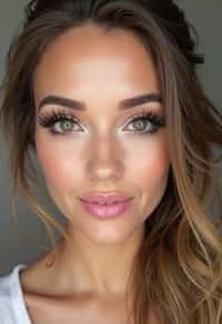 make up ideas for woman. fake eyelashes, perfect cat eyeliner, light pink lipstick