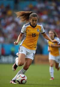 woman as Football Player in the FIFA World Cup playing in a Football Match