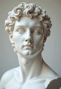 man as White Marble classical Greek Marble Sculpture. white. no colors