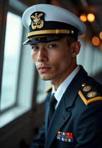 man as a Navy Officer on a ship. highly detailed