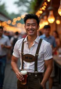 happy man in Lederhosen for Oktoberfest at Oktoberfest