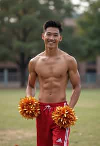 man as Cheerleader at college