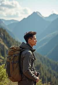 man hiking in mountains