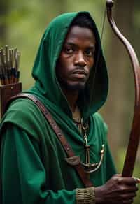 man as a Medieval Elf Archer Warrior in Green Robe