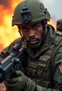 man as a US Navy Seal in firefight. highly detailed