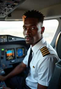 man as a Airline Pilot inside the Cockpit with white shirt Pilot Uniform