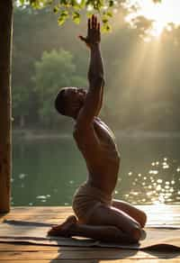 man doing Yoga at a Yoga Retreat in Bali