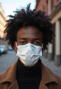 man wearing a Covid n95 mask in 2020. outside