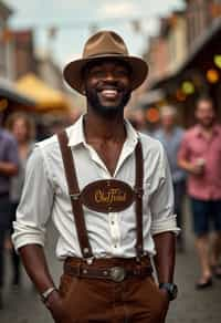 happy man in Lederhosen for Oktoberfest at Oktoberfest