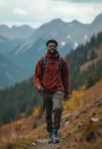 man hiking in mountains