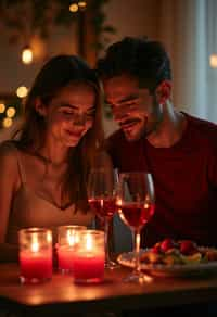 man celebrating Valentine's Day with romantic dinner