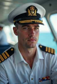 man as a Navy Officer on a ship. highly detailed