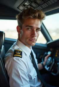 man as a Airline Pilot inside the Cockpit with white shirt Pilot Uniform