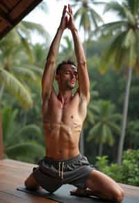 man doing Yoga at a Yoga Retreat in Bali