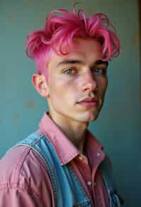 man as a progressive LGBTQ activist feminist with pink or blue hair