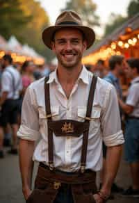 happy man in Lederhosen for Oktoberfest at Oktoberfest