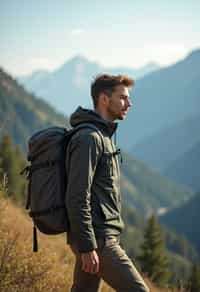 man hiking in mountains