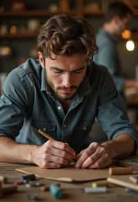 masculine  man engaging in a hobby or craft