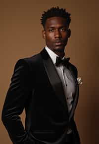 an alluring masculine  man dressed in elegant evening wear