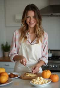 feminine woman cooking or baking in a modern kitchen