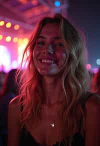 feminine woman enjoying a concert or music festival