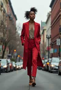 feminine woman taking a casual stroll through a cityscape