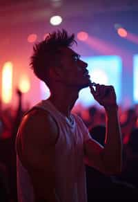 masculine  man enjoying a concert or music festival