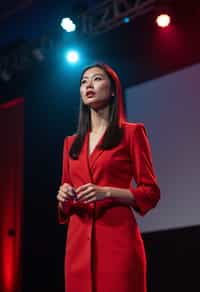 woman as a conference keynote speaker standing on stage at a conference