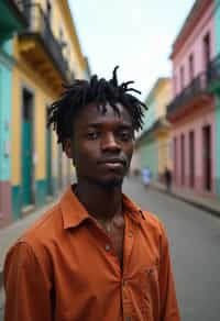 man in Havana with the colorful old town in the background