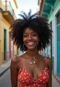 woman in Havana with the colorful old town in the background